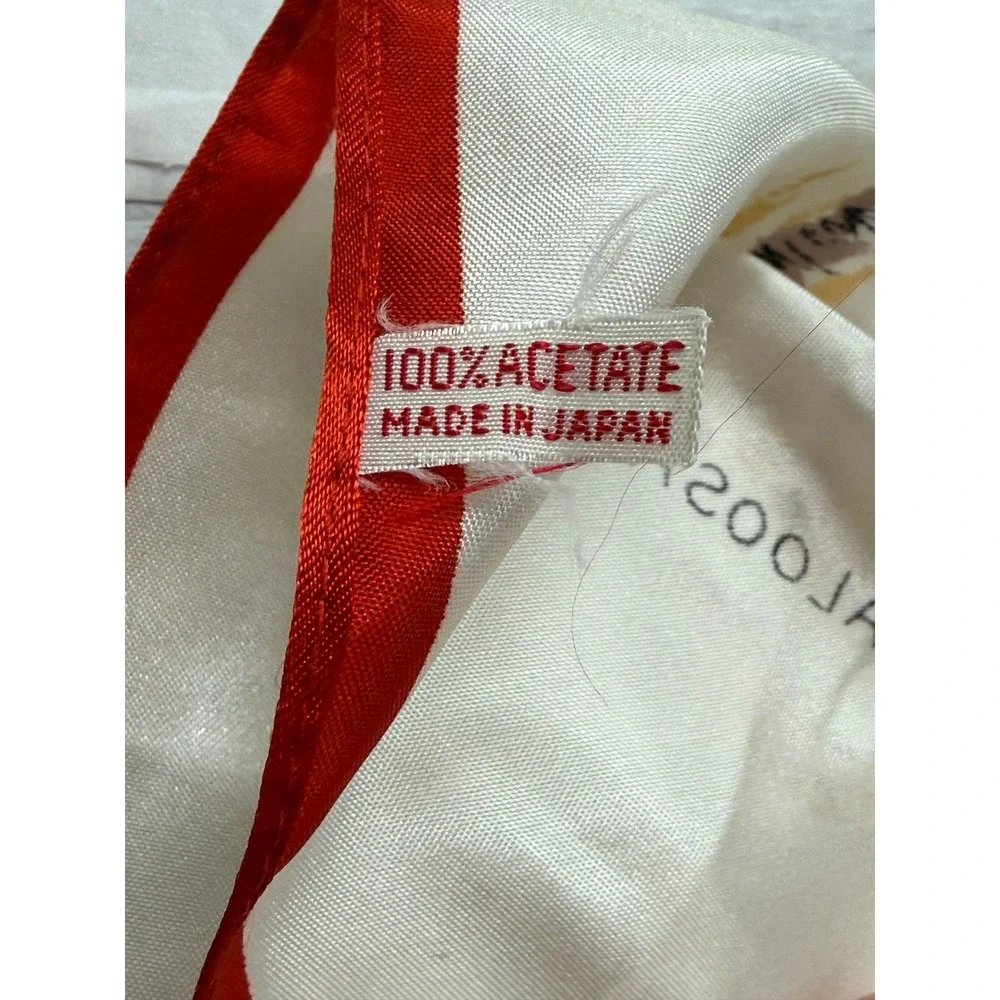 Vintage Horse Breeds Square Scarf Red White Equestrian Made in Japan 29x29